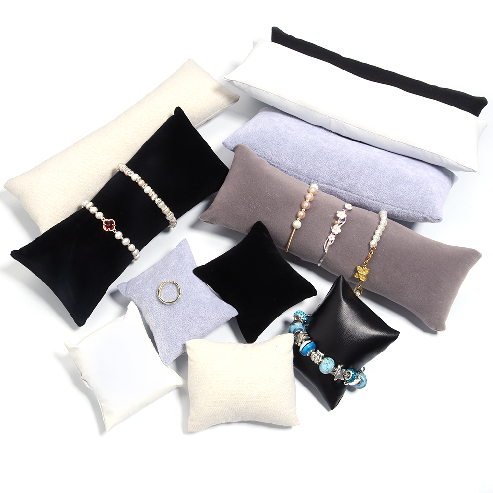 Ring Bearer Pillow - PUレザーベルベットジュエリーピロー,時計スタンド,ブレスレットクッション,写真ディスプレイ,オーガナイザーピロー,1個