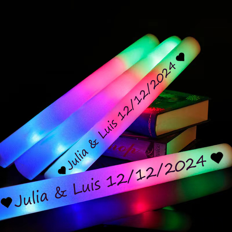 Wedding Supply In Bulk - 30 個 LED グロースティックバルクカラフルな RGB グローフォームスティックチアチューブダークライトクリスマス誕生日ウェディングパーティー用品