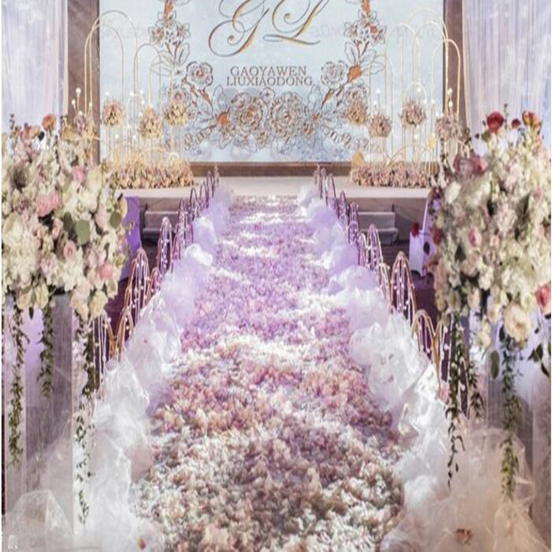 Aisle Runner White - エレガントな白いウェディングデコレーション、雪の糸の紐、パーティー通路ランナー、エッジデコレーション、ロードカーペット、10メートル