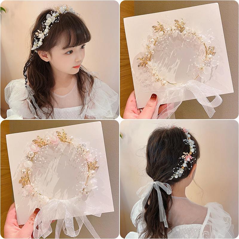 Wedding Arch Flower - フラワーガールヘッドピース手作りキッズフラワークラウンソフトで通気性のある花のヘアリース結婚式の休日の装飾用