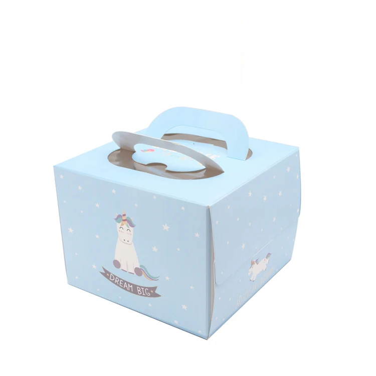 Supplier Wedding - 5個入り 8インチ ケーキボックス 窓付きハンドル クラフト紙 チーズケーキボックス