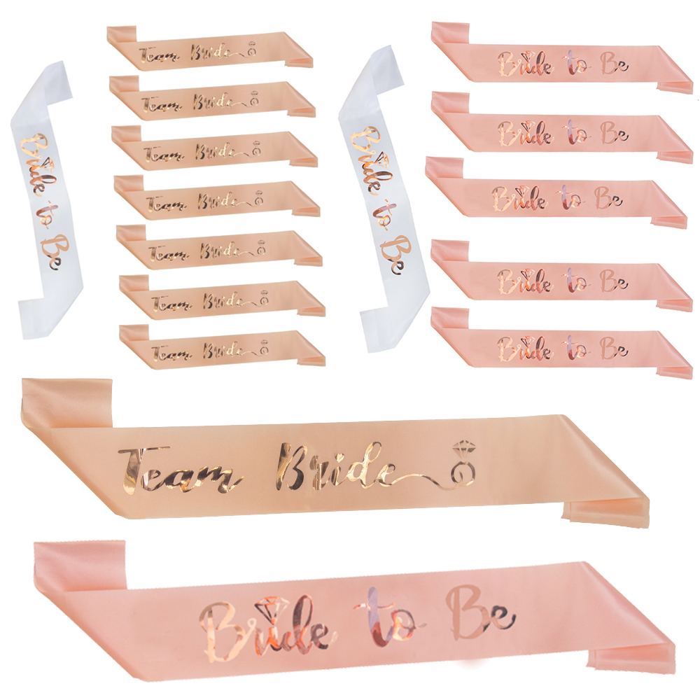 Bride Tribe Sash - シャンパン/ローズゴールドの花嫁にチーム花嫁サテンサッシュ独身パーティーの装飾編パーティー結婚式ブライダルシャワーの装飾