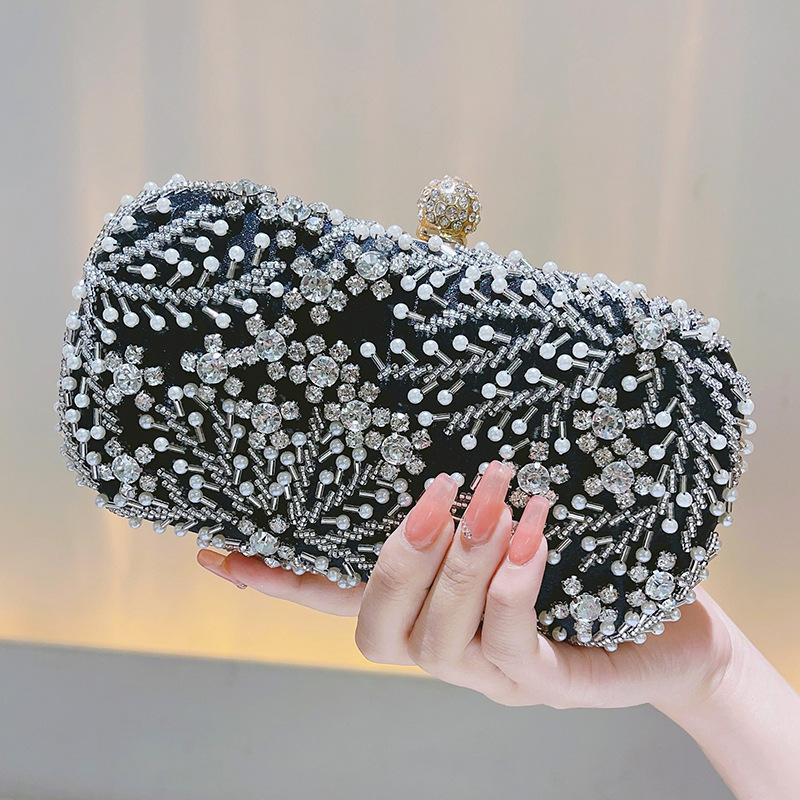 Wedding Vendor - 女性のための手作りの光沢のあるパーティーバッグ,まばゆいばかりの花,クリスタルパールのクラッチ,イブニングバッグ,透かし彫り,結婚式のショルダーバッグ,財布