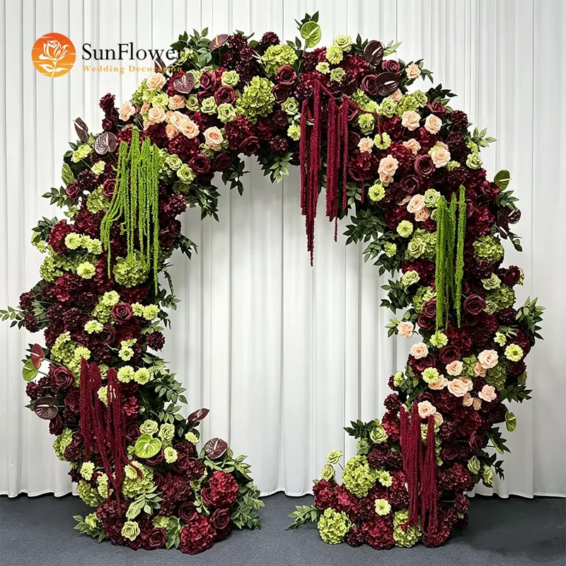 バーガンディセージグリーンのトレーリングタッセル付きウェディ - Wedding Arch Flower のレビューと価格