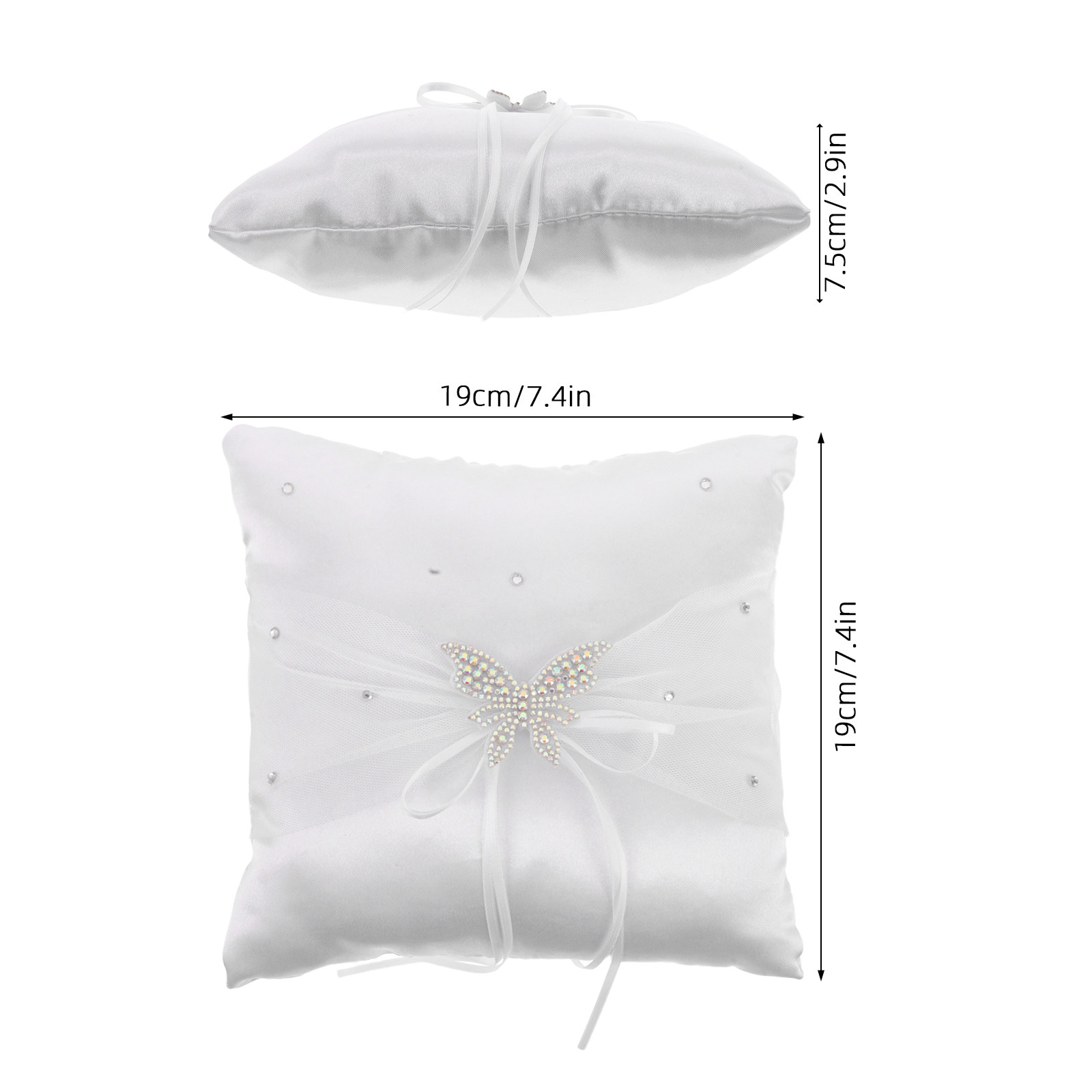 指輪を渡す際に使うアクセサリー。上品な枕、蝶、花、白いエンゲ - Ring Bearer Pillow のレビューと価格