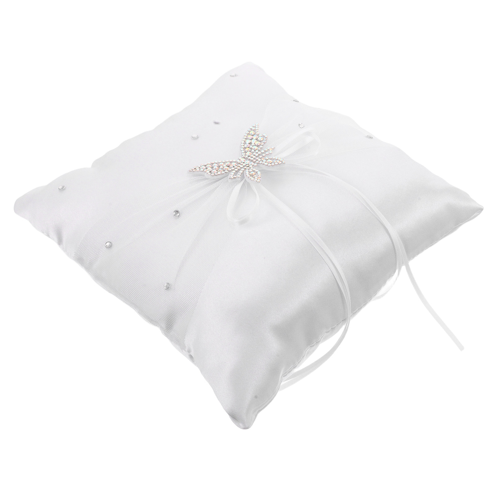 指輪を渡す際に使うアクセサリー。上品な枕、蝶、花、白いエンゲ - Ring Bearer Pillow のレビューと価格
