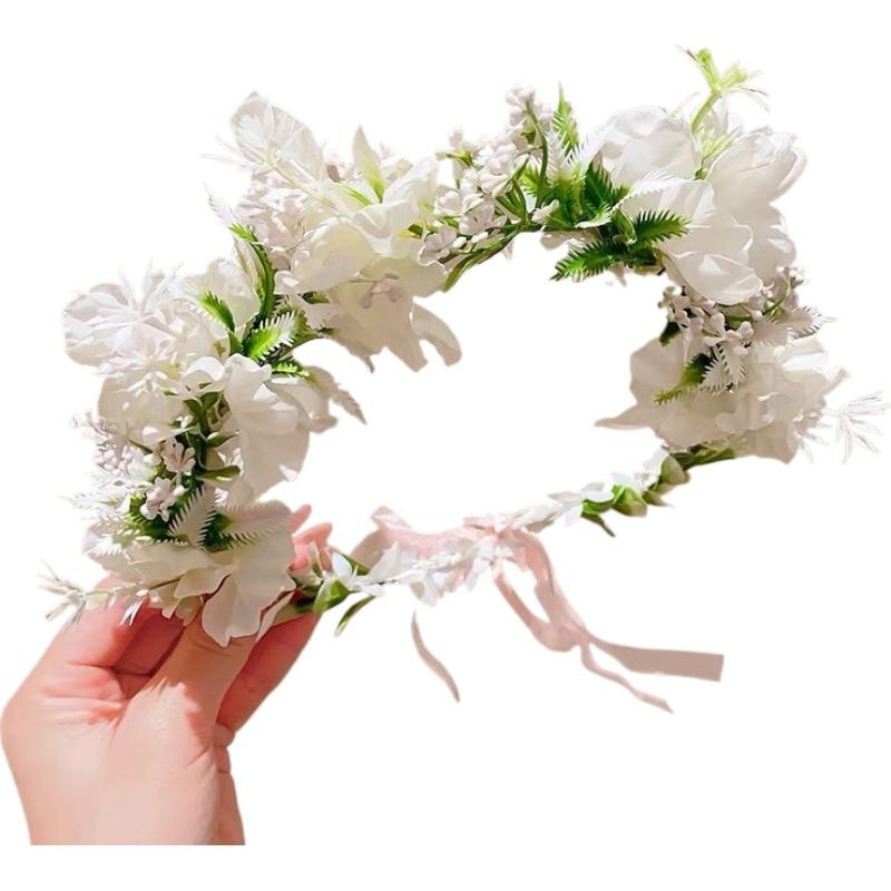 フェアリーホワイトフラワークラウンヘッドバンド、カラフルな花 - Wedding Arch Flower のレビューと価格