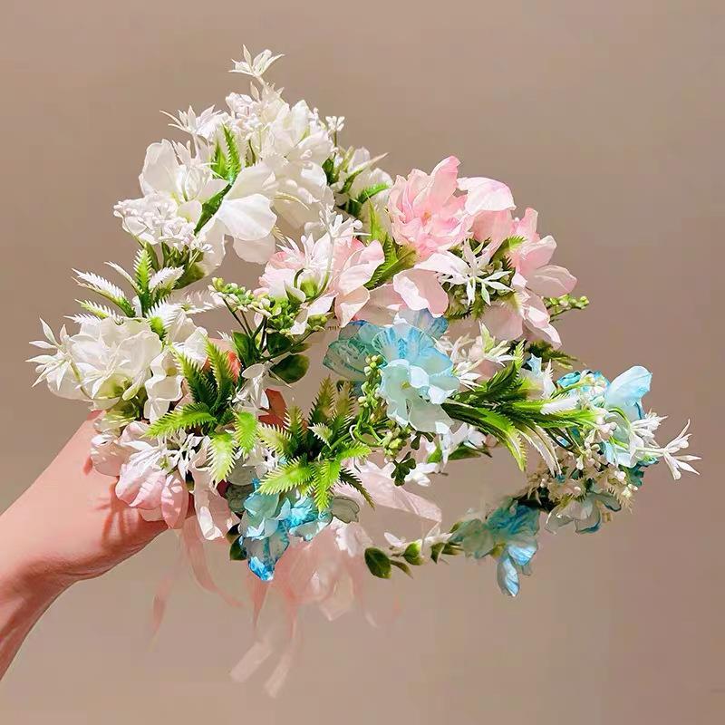 フェアリーホワイトフラワークラウンヘッドバンド、カラフルな花 - Wedding Arch Flower のレビューと価格