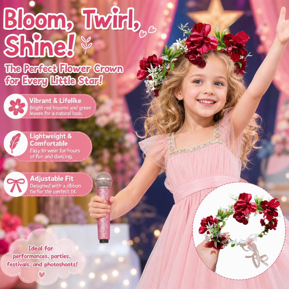 フェアリーホワイトフラワークラウンヘッドバンド、カラフルな花 - Wedding Arch Flower のレビューと価格
