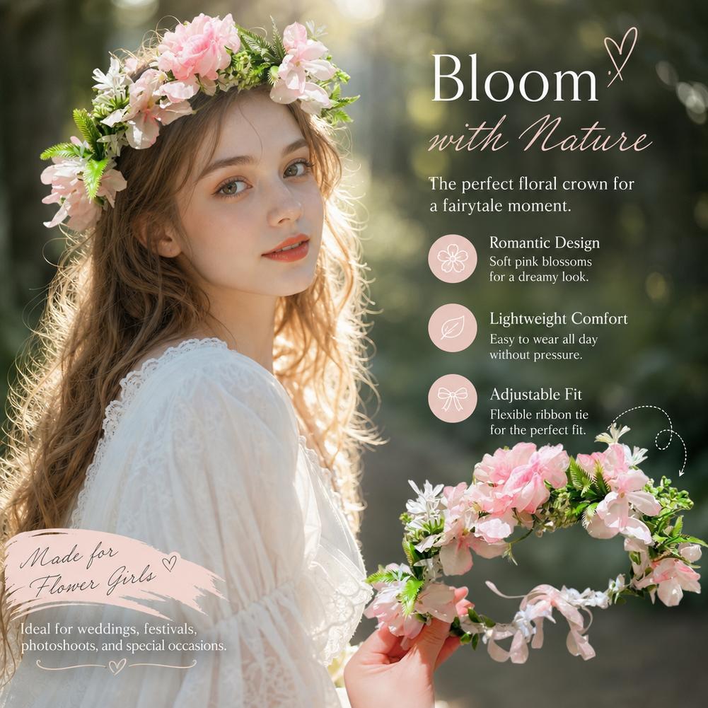 フェアリーホワイトフラワークラウンヘッドバンド、カラフルな花 - Wedding Arch Flower のレビューと価格
