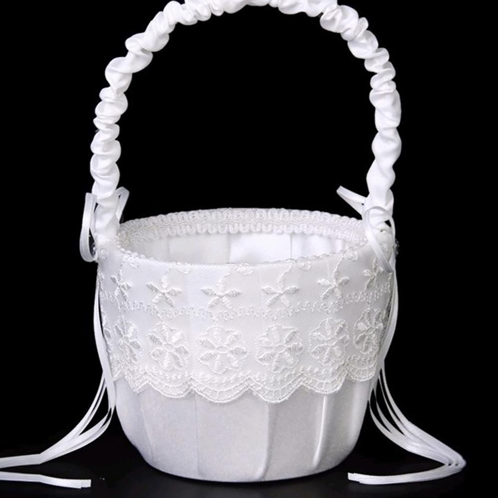 ロマンチックな花の蝶ネクタイのバスケット,偽物の花,結婚式, - Flower Girl Basket のレビューと価格