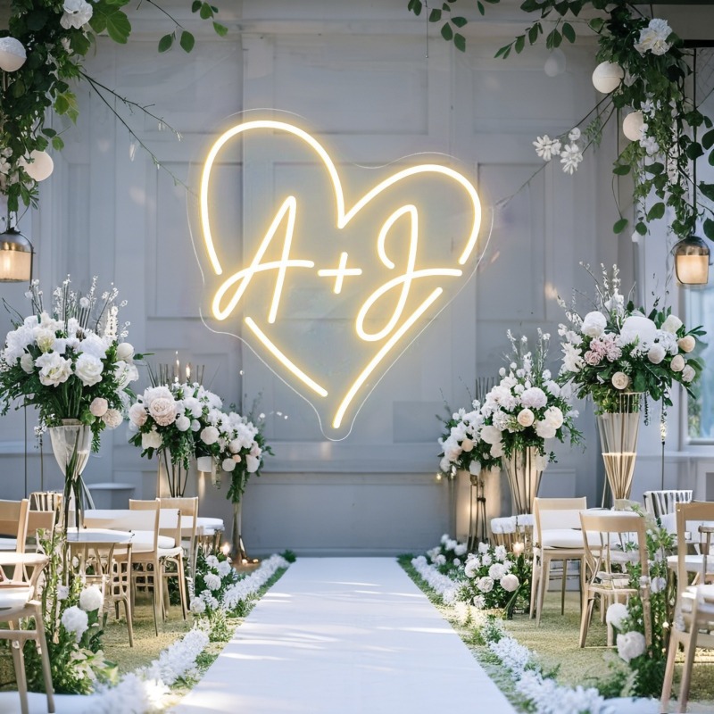 カスタムイニシャルハートLEDネオンサイン、結婚式パーティー - Wedding Led のレビューと価格