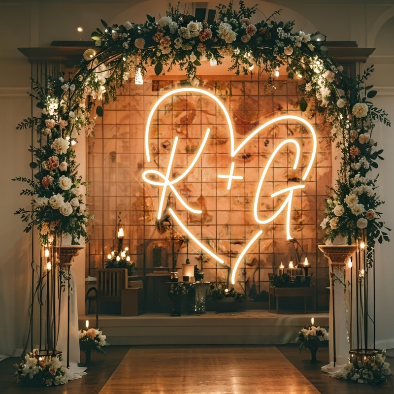 カスタムイニシャルハートLEDネオンサイン、結婚式パーティー - Wedding Led のレビューと価格