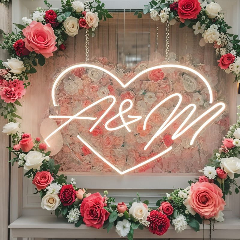 カスタムイニシャルハートLEDネオンサイン、結婚式パーティー - Wedding Led のレビューと価格