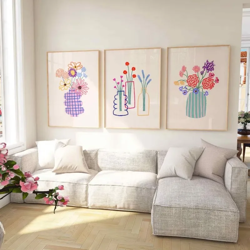 フレームなしのキャンバス絵画、ミニマリストな静物画、抽象的な - Flower Girl Basket のレビューと価格
