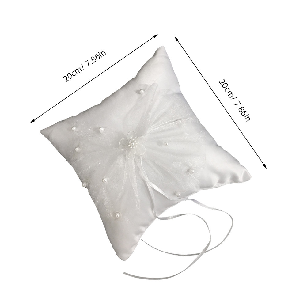 レースのウェディングリングピロー。象牙色のパールとリボンで装 - Ring Bearer Pillow のレビューと価格