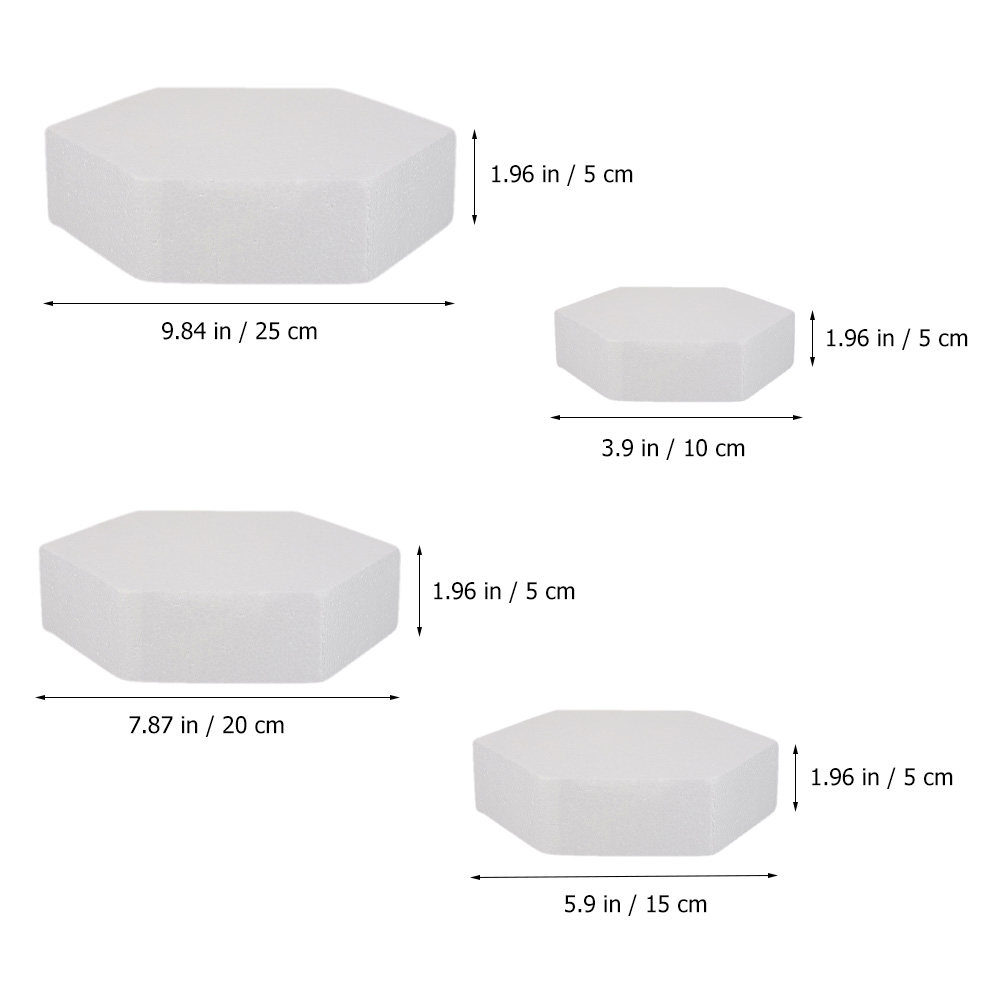 4個入り、白いフォーム製のケーキ型（練習用）、再利用可能、軽 - Wedding Cake Supply のレビューと価格