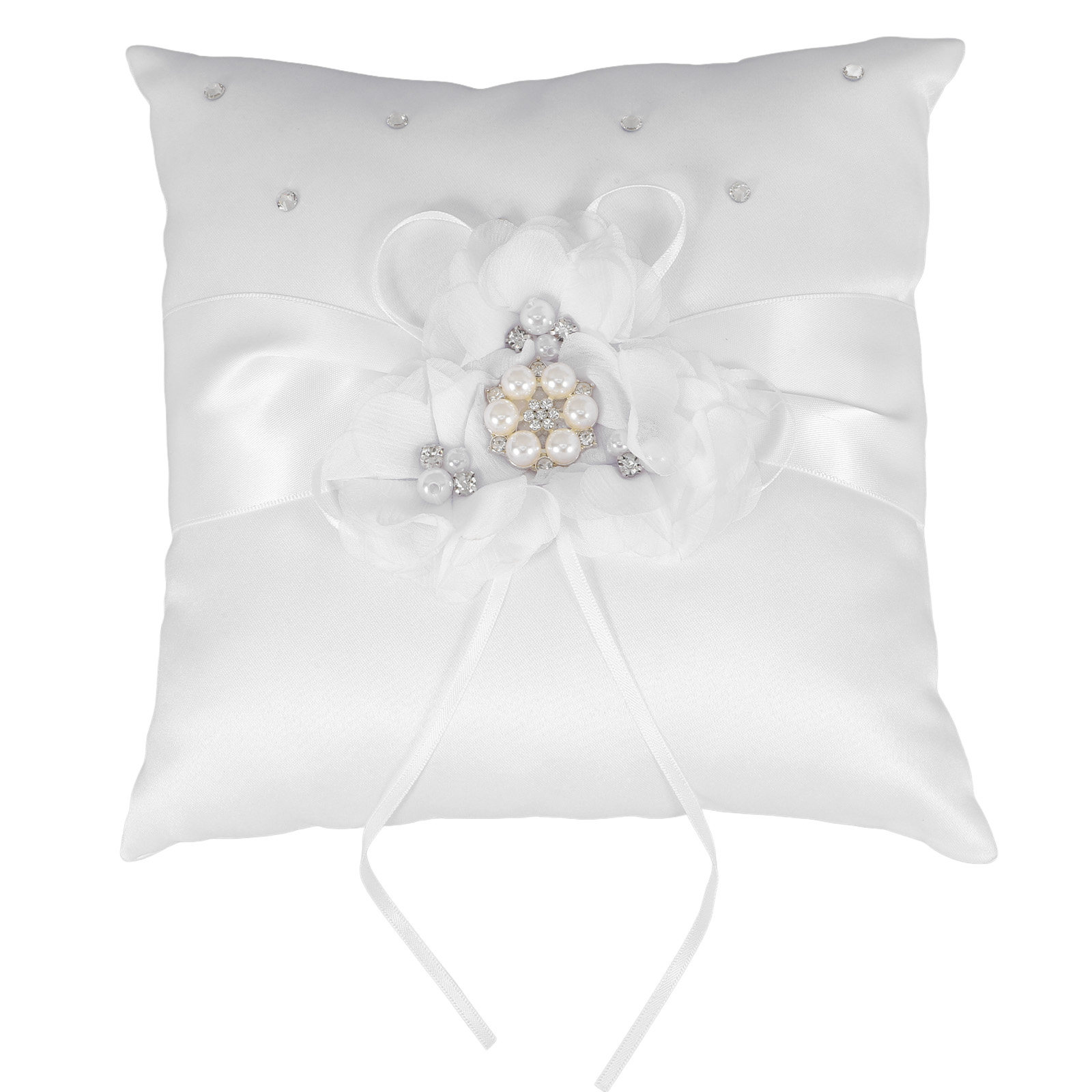 上品な20x20cmのウェディングリングピロー。真珠と花のリ - Ring Bearer Pillow のレビューと価格