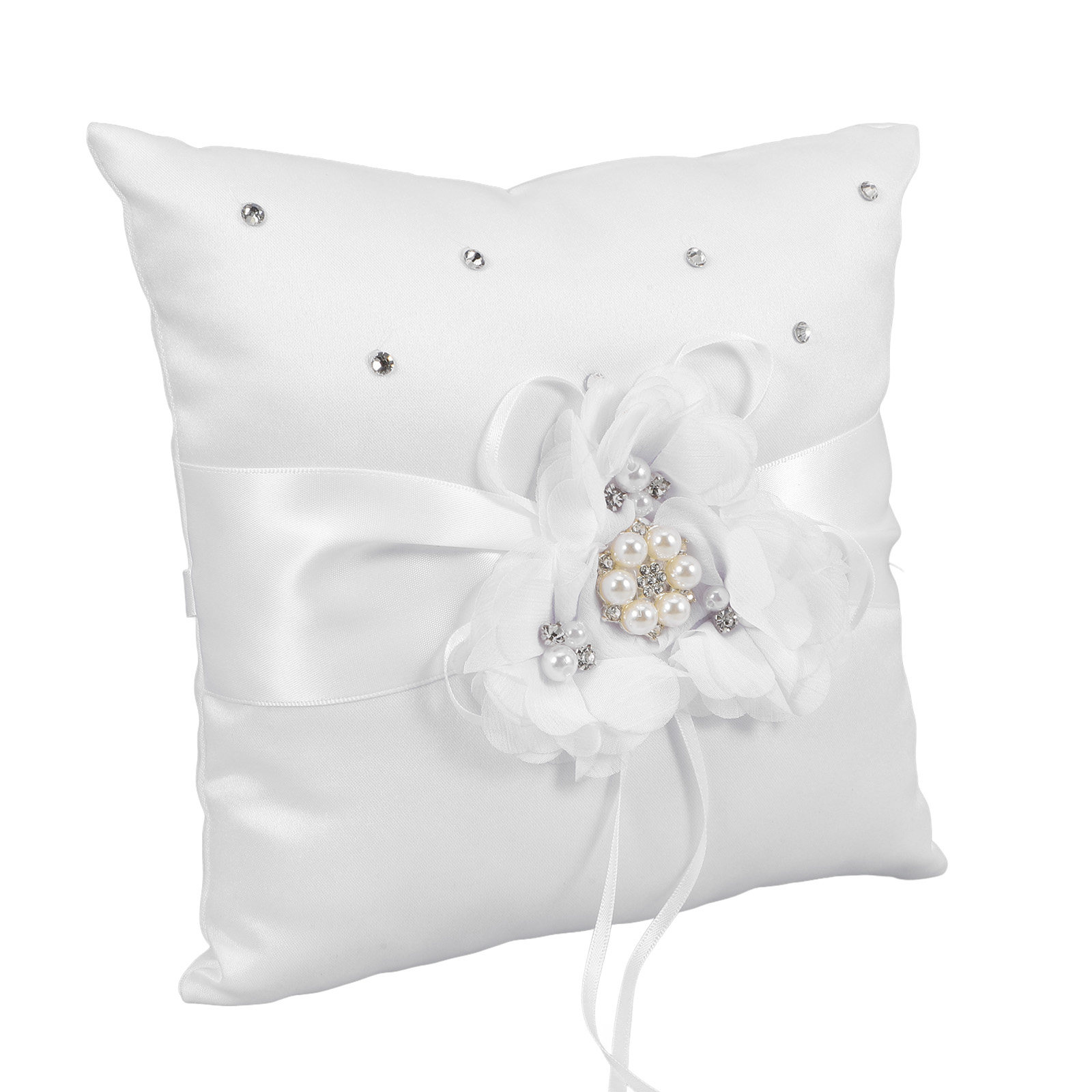 上品な20x20cmのウェディングリングピロー。真珠と花のリ - Ring Bearer Pillow のレビューと価格