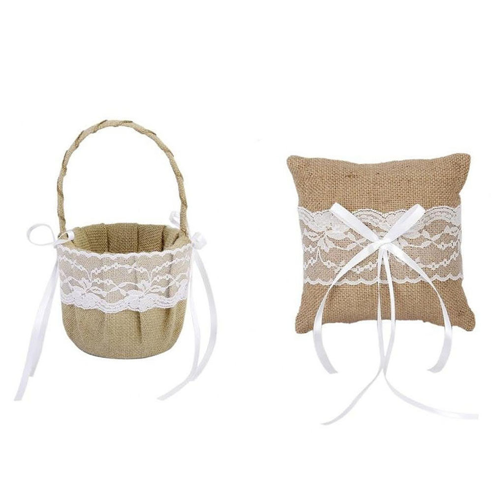 6個セット 6インチ バーラップジュートレース フラワーバス - Ring Bearer Pillow のレビューと価格