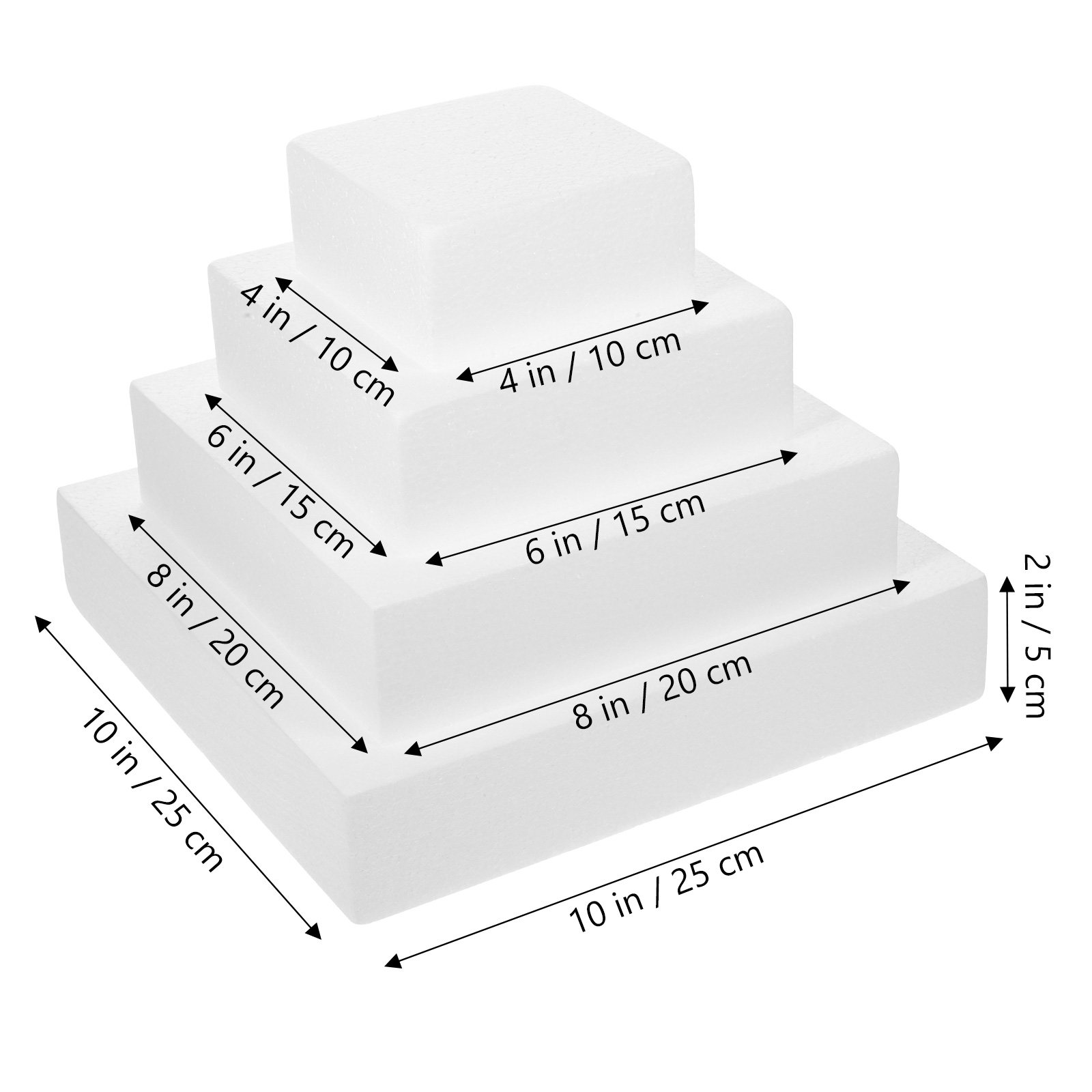 4個入りフォームケーキダミー、立方体、白、再利用可能、デコレ - Wedding Cake Supply のレビューと価格